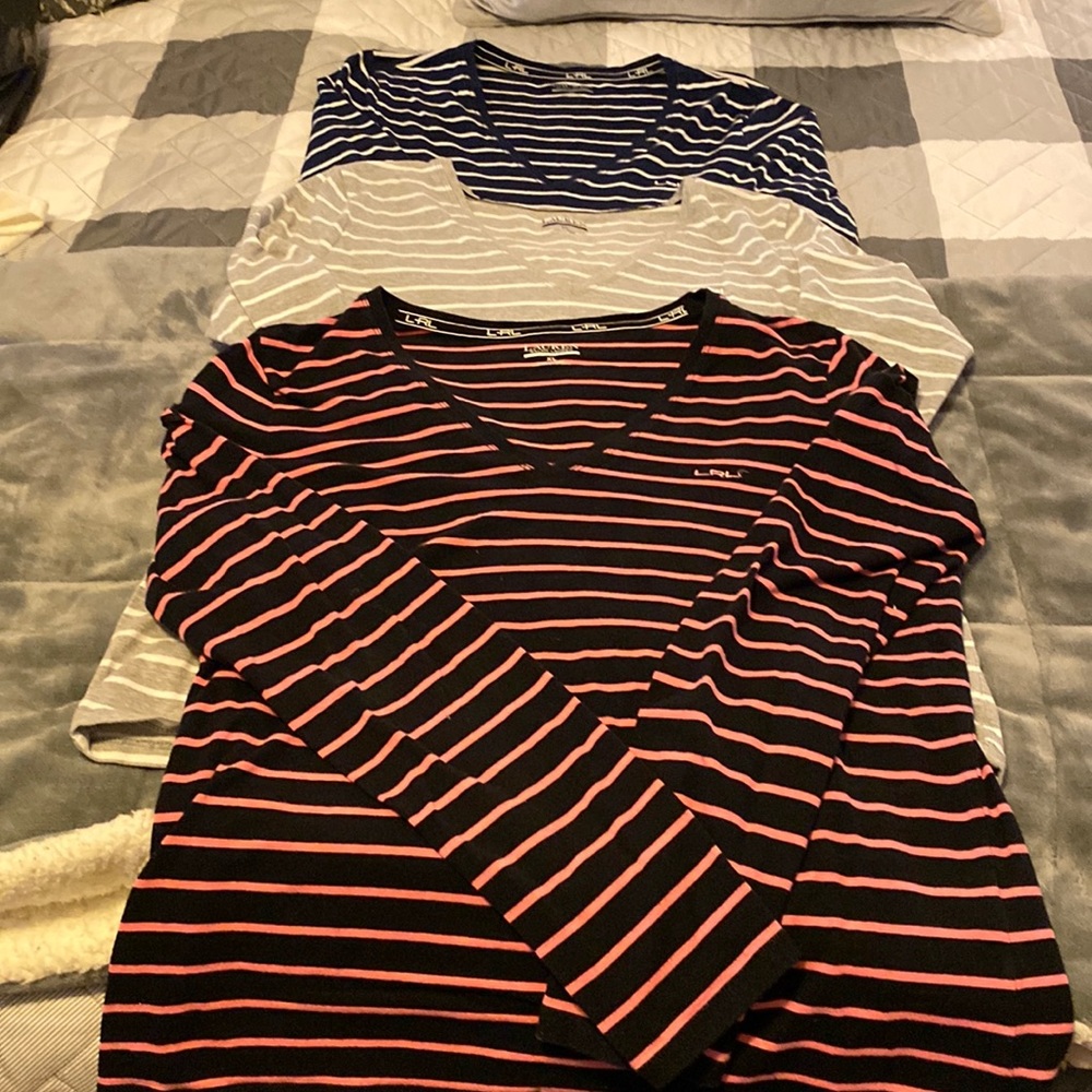 Lot of three Ralph Lauren Active v-neck Tees.